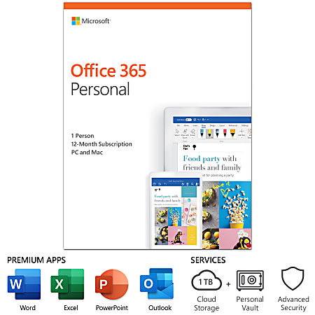 Office 365 Personal, For 1 PC/Mac®, 1 Year Subscription