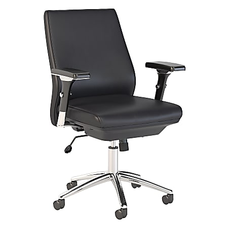 Bush Business Furniture Metropolis Bonded Leather Mid-Back Office Chair, Black, Standard Delivery