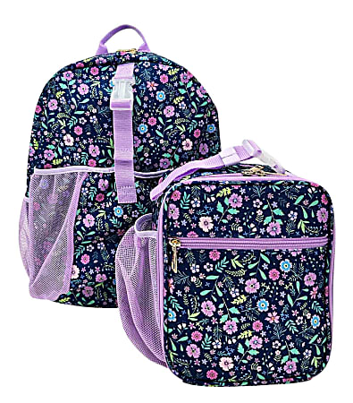 RED.STONE 2-Piece Backpack/Lunch Bag Set With Laptop/Tablet Pocket, Floral