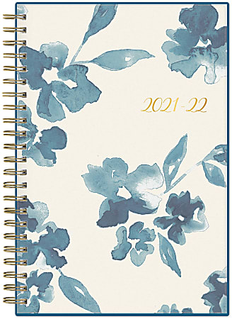 Blue Sky™ Weekly/Monthly Planner, 5" x 8", Bakah Blue Frosted, July 2021 To June 2022, 131969