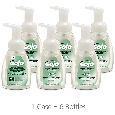 Gojo Green Certified Foam Hand Cleaner 7.5 fl oz 221.8 mL Push Pump  Dispenser Hand Clear Bio based 6 Carton - Office Depot