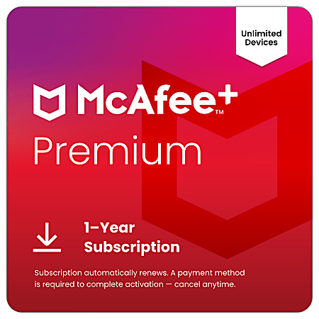 McAfee+ Premium Individual Unlimited Devices 2026, 1-Year Subscription with Auto-Renewal, Digital Download