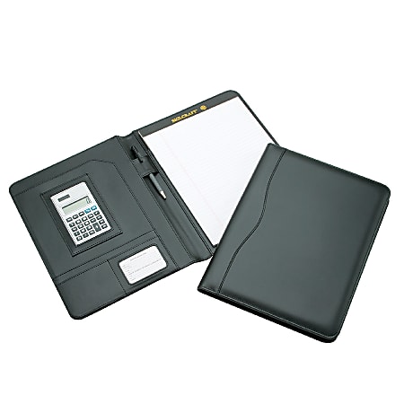 SKILCRAFT Pad Holder With Calculator, 9" x 12", Black (AbilityOne 7510-01-484-4563)