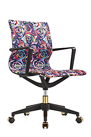 Raynor® Elizabeth Sutton Wynwood Lost in Color Fabric Mid-Back Task Chair, Multi Rose/Black/Gold