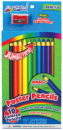 ArtSkills® Poster Pencils, Assorted Colors, Pack Of 10