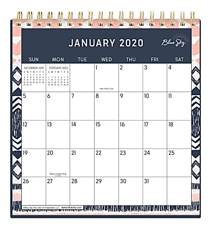 Blue Sky™ Wirebound Desk Calendar With Stand 6 quot x 6 quot Tappeto January