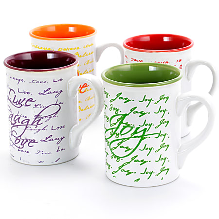 Gibson Inspirational Words 4 Piece Mug Set 16 Oz Assorted Colors - Office  Depot