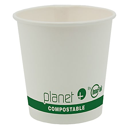 Planet+ Compostable Hot Cups, 4 Oz, White, Pack Of 1,000 Cups