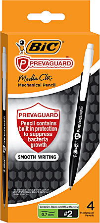 BIC Prevaguard Mechanical Pencil with antimicrobial additive  0.7mm Point #2 4Pk