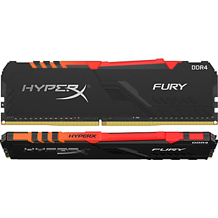 HyperX Fury 32GB (2 x 16GB) DDR4 SDRAM Memory Kit - For Desktop PC - 32 GB (2 x 16GB) - DDR4-2666/PC4-21300 DDR4 SDRAM - 2666 MHz - CL16 - 1.20 V - Unbuffered - 288-pin - DIMM