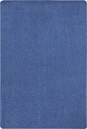 Joy Carpets Kid Essentials Solid Color Rectangle Area Rug, Just Kidding, 12’ x 6', Cobalt Blue
