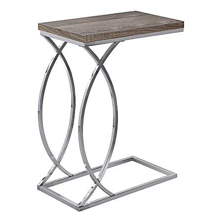 Monarch Specialties Side Accent Table, Rectangular, Dark Taupe/Chrome