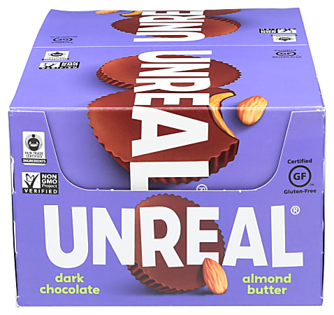 Unreal Dark Chocolate Almond Butter Cups, 0.53 Oz, Total Qty 40