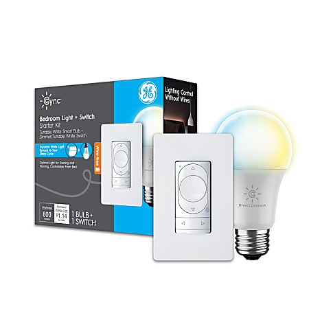 GE Cync Smart Wire-Free Switch & Smart Direct Connect Tunable Dimmable Temperature Changing White A19 Bulb