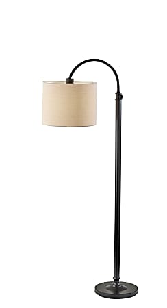 Adesso Simplee Barton Floor Lamp, Adjustable, 68”H, Oatmeal Linen Shade/Antique Bronze Base