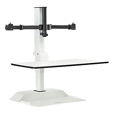 Safco® Electric Desktop Sit-Stand 2-Arm Desk Riser, White
