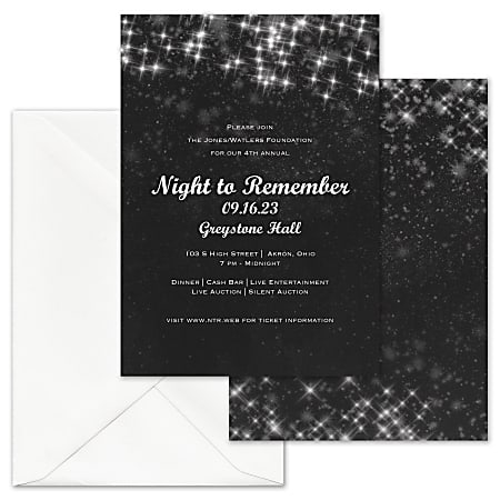 Custom Shaped Event Invitations With Envelopes, Glistening Lights, 5" x 7", Box Of 25 Invitations