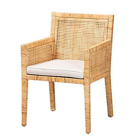 bali & pari Karis Rattan Dining Chair, Natural/White