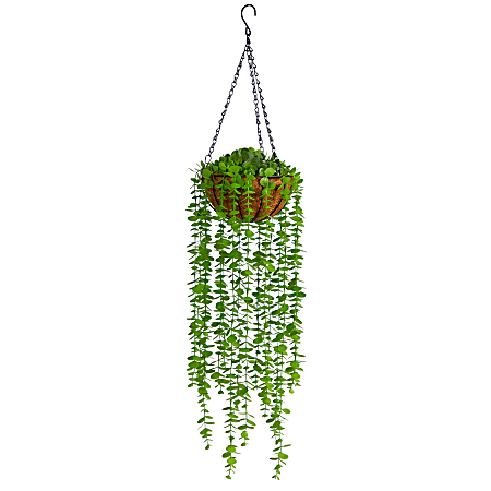 Nearly Natural Eucalyptus 36”H Artificial Plant With Hanging Basket, 36”H x 8”W x 8”D, Green/Brown