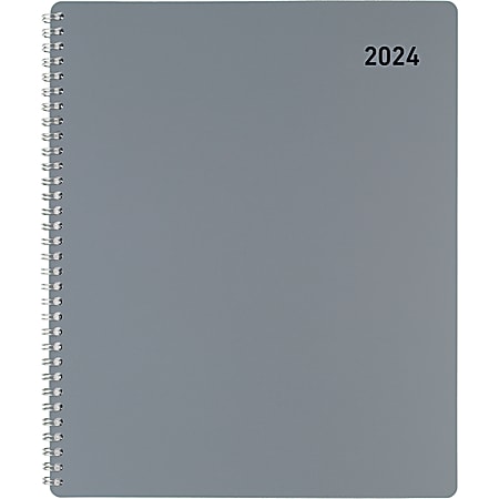 2024 Office Depot® Brand Monthly Planner, 8-1/2" x 11", Silver, January To December 2024 , OD001630