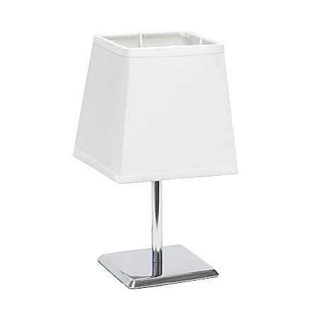 Simple Designs Mini Chrome Table Lamp With Empire Shade, 9-3/4"H, White Shade/Chrome Base