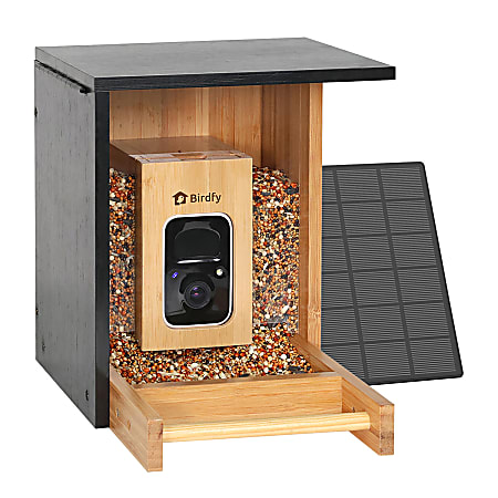 Birdfy® Bamboo Mini Smart Bird Feeder with Camera, Solar Powered, AI Bird Recognition by Subscription & 1080p Full HD