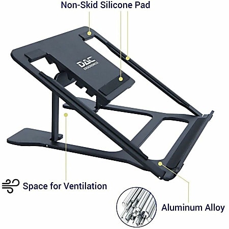 DAC Portable Laptop Stand With 6 Height Levels - Notebook, Tablet Support - Aluminum Alloy - Black