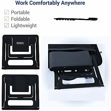 DAC Portable Laptop Stand With 6 Height Levels - Notebook, Tablet Support - Aluminum Alloy - Black