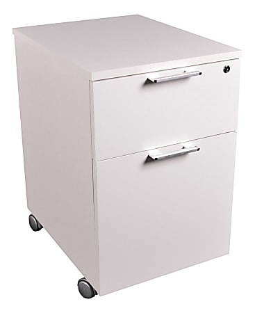 Lorell® Mid-Century Modern 20"D Vertical 2-Drawer Mobile Pedestal File Cabinet, White