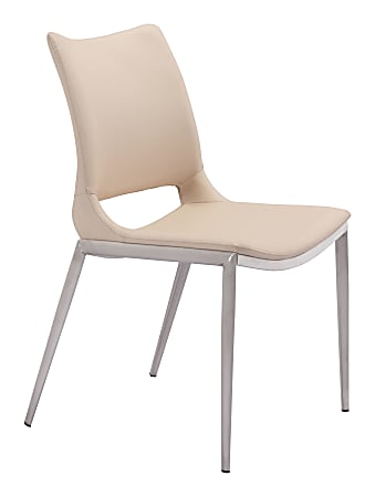 Zuo Modern Ace Dining Chairs, Light Pink/Brushed Stainless Steel, Set Of 2 Chairs 