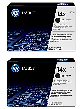 HP 14X Black High Yield Toner Cartridges, Pack Of 2, CF214X