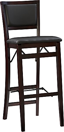 Linon Keira Faux Leather Folding Barstool, Espresso