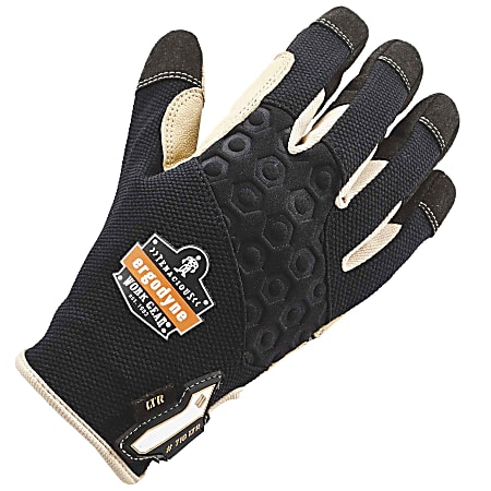 Ergodyne ProFlex 710LTR Heavy-Duty Leather-Reinforced Gloves, Small, Black
