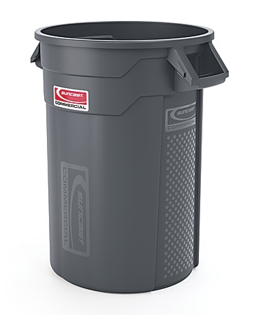 Suncast® Commercial Oval HDPE Utility Trash Can, 32 Gallons, Gray