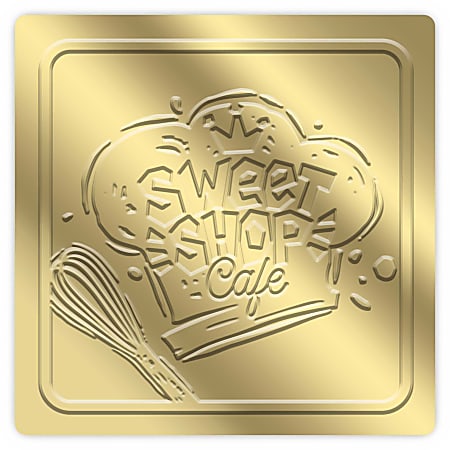 Custom Blind-Embossed Labels And Stickers, Foil Stock, 1" x 1" Square, Box Of 500 Labels