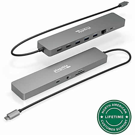 Plugable 11-in-1 USB-C Hub 100W USB-C Pass-through, Laptop Docking Station Dual Monitor with 4K 60Hz HDMI - USBC11IN1E