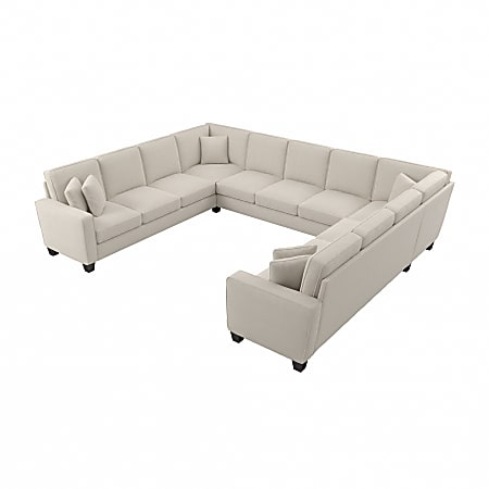 Bush® Furniture Stockton 137"W U-Shaped Sectional Couch, Cream Herringbone, Standard Delivery