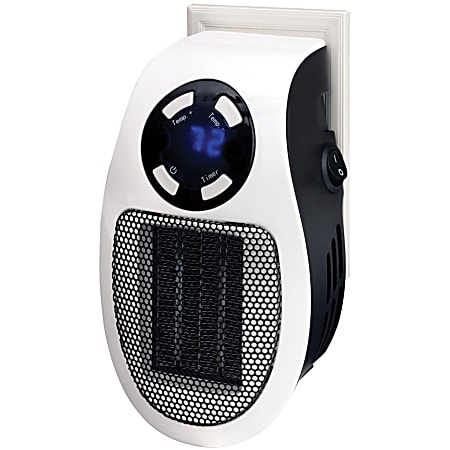Optimus Wall Outlet Plug-in Handy Heater with Thermostat & Timer - Ceramic - Electric - 450 W - 1x Heat Settings - H7801