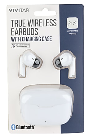 Vivitar True Wireless Earbuds, White, NIL8002-WHT-STK-24