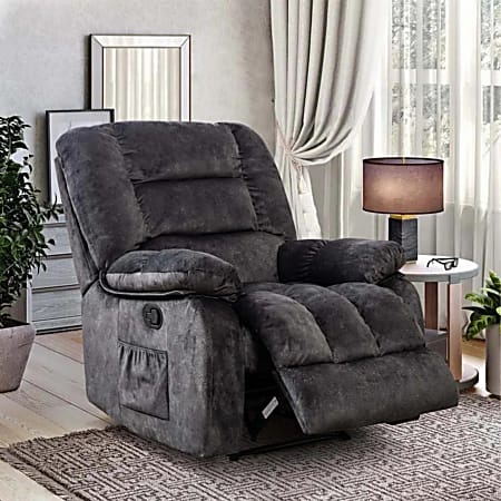 Bestier Oversized Fabric Recliner With 8-Point Vibration Massage, Dark Gray
