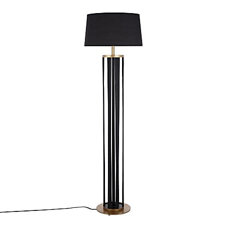 LumiSource Ribbon Contemporary Floor Lamp, 62"H, Black/Gold