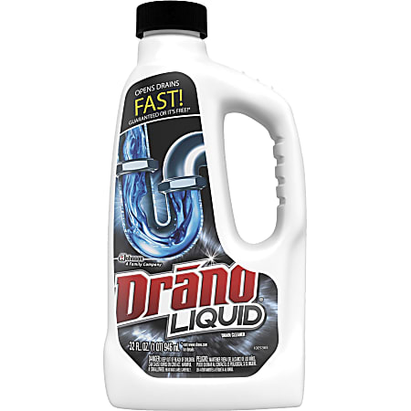 Drano Liquid Clog Remover - 32 fl oz (1 quart) - 12 / Carton - Corrosion Resistant, Phosphate-free, Easy to Use - White