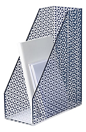 Realspace® Zora Acrylic Magazine File Holder, 11-5/8"H x 4"W x 9-1/4"D, Clear/Blue