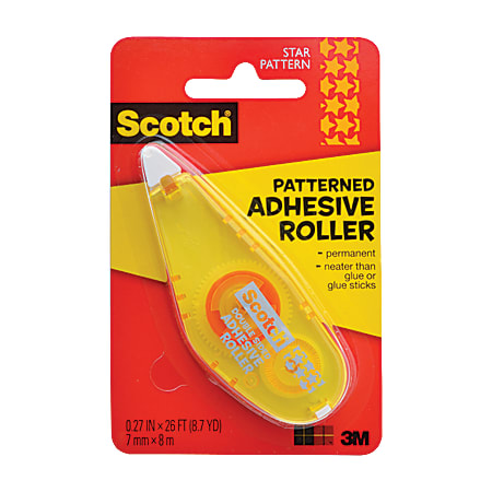 Scotch® Adhesive Dot Roller, Patterned, 0.27" x 26', Yellow Stars