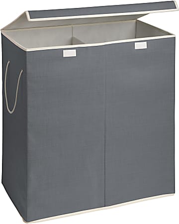 Honey Can Do Double Resin Hamper, 26” x 14-1/4”, Gray