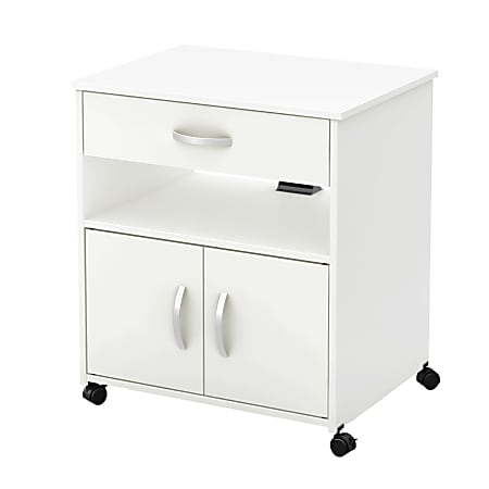 South Shore Axess Printer Cart On Wheels, Pure White