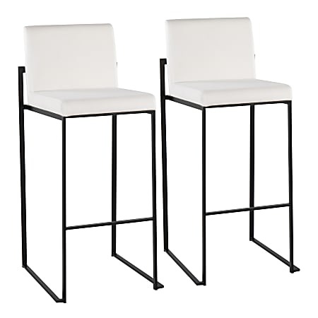 LumiSource Fuji High-Back Bar Stools, White/Black, Set Of 2 Stools, B30FUJIHBBKVW2
