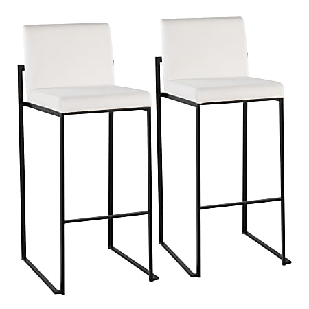 LumiSource Fuji High-Back Bar Stools, White/Black, Set Of 2 Stools