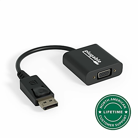 Plugable DisplayPort to VGA Adapter - Active DP/DP to VGA Converter - Compatible with Desktops, Projectors, PC with DP  - DPMVGAF