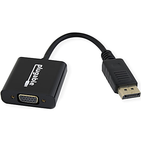 Plugable DisplayPort to VGA Adapter - (Supports Windows and Linux Systems and Displays up to 1920x1080, Active), Driverless